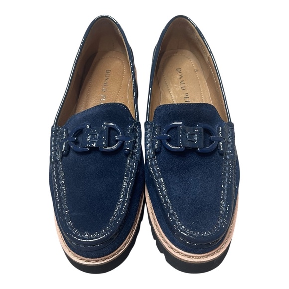 Donald Pliner Helioci Moe Toe Loafer Navy Suede Lug Sole NWOB - Picture 4 of 7